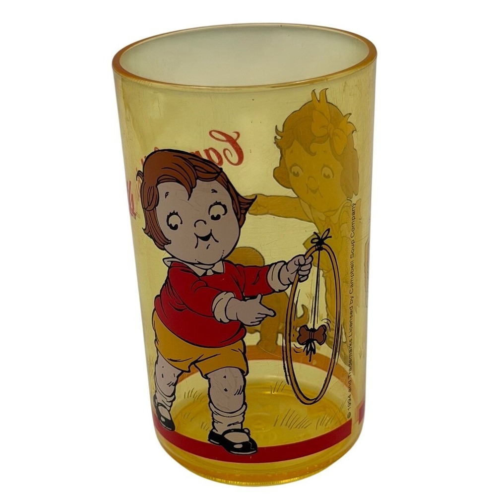 Vintage 1994 Campbell Kids Plastic Tumbler Yellow Mascot Cup G.J. Designs 4.25in